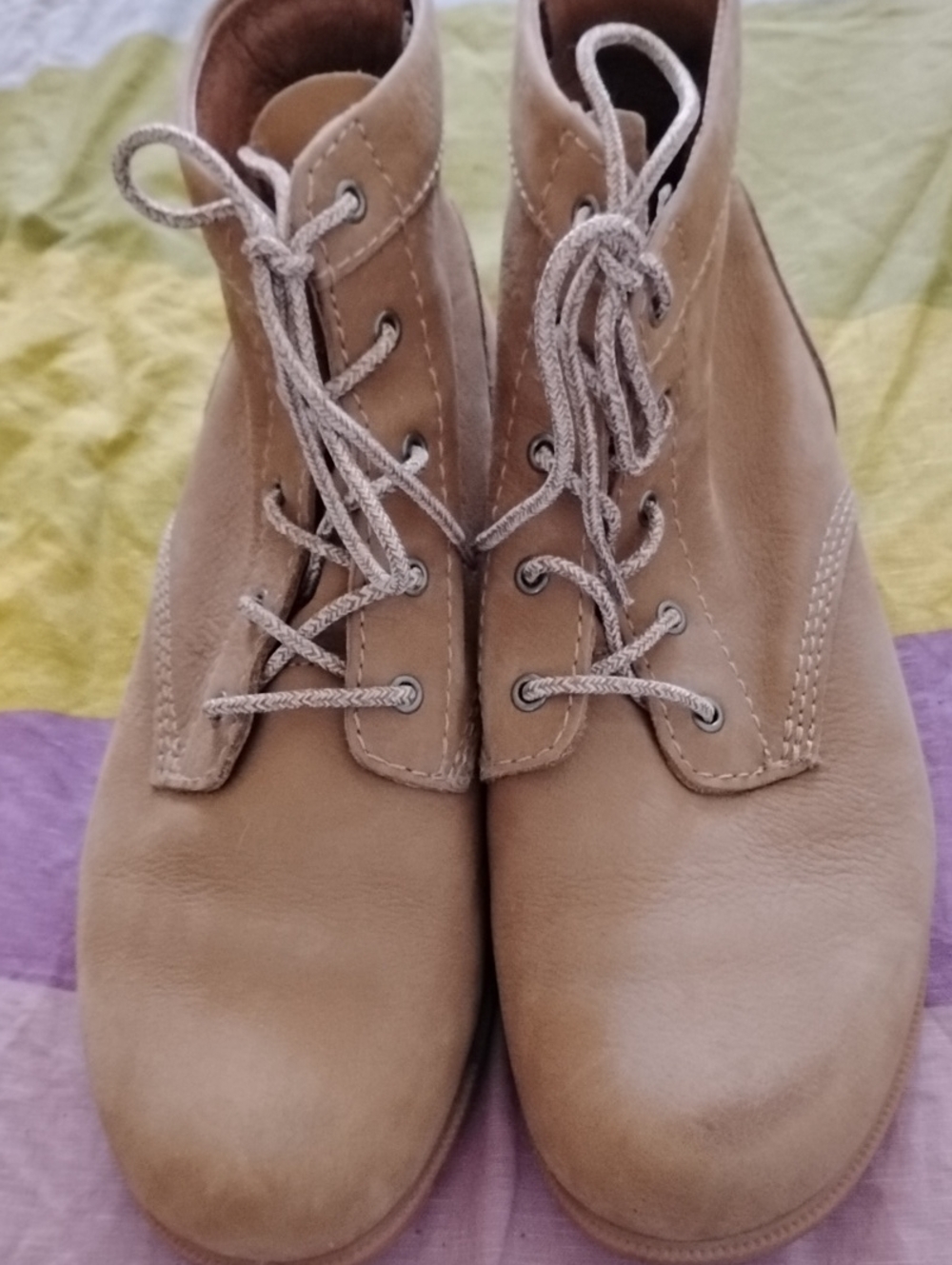 Kodiak Women's Tan Leather Lace-Up Low Rise Ankle Boots Sz 7.5